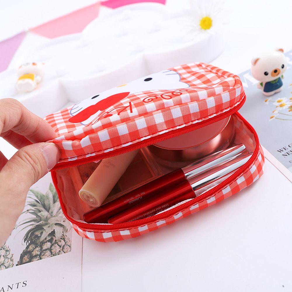 Túi Đựng Khăn Giấy Vệ Sinh / Mỹ Phẩm Họa Tiết Sọc Caro Có Khóa Kéo Tiện Dụng