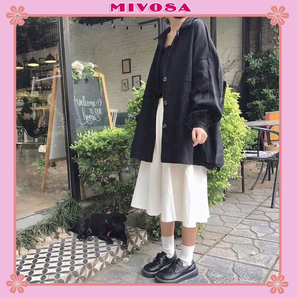 Chân váy đũi học sinh unisex chân váy xòe dáng dài ulzzang nữ MIVOSA CV014