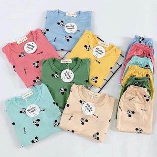 Bộ Quần Áo Bé Gái, Bé Trai Minky Mom Vải Thun In Họa Tiết Micky, Bộ Dài Tay Cho Bé Mặc Thu Đông từ 5-18kg