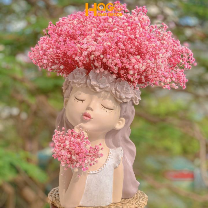 Lọ hoa, bình hoa cô gái thiên thần cắm sẵn hoa baby khô và nhiều mẫu hoa xinh xắn