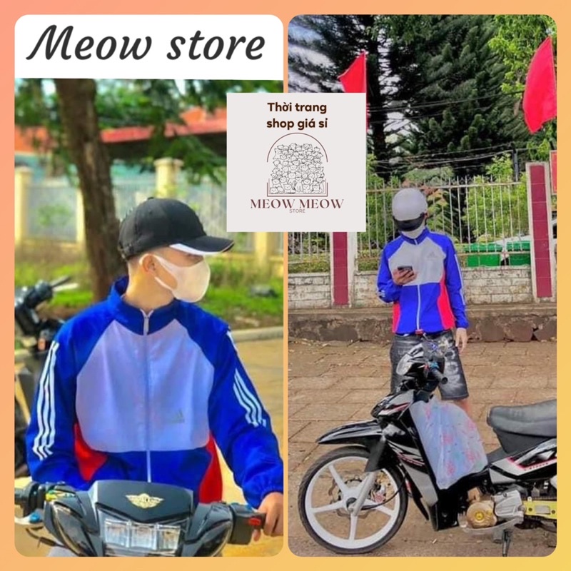 Áo khoác Dù 2 lớp logo adidass phối trắng dây rút gấu form rộng nam nữ