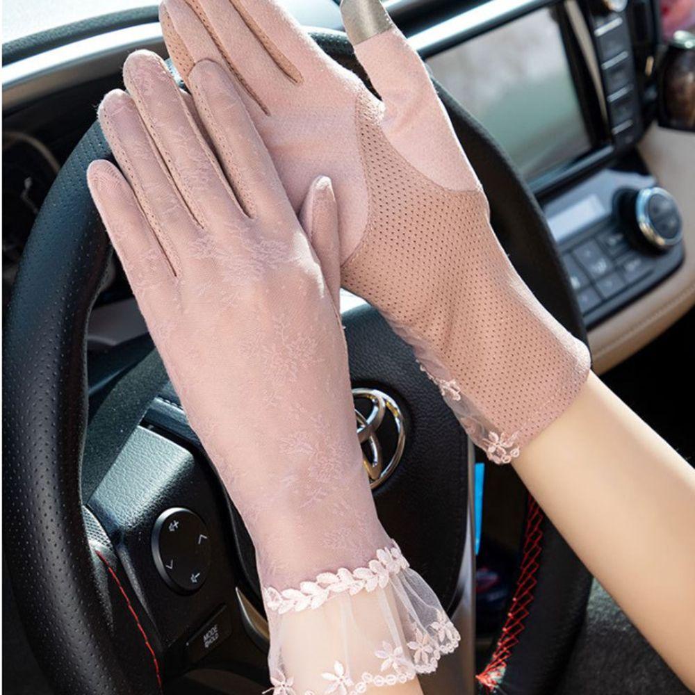 Găng Tay Lái Xe Đạp Chất Lụa Lạnh Mỏng Thời Trang Xuân Hè Cho Nữ