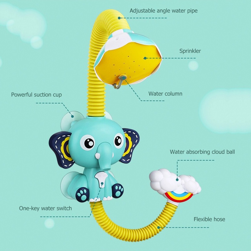 Đồ Chơi Nhà Tắm Cho Bé Hình Chú Voi Xoay 360 Độ° Đồ Chơi Vòi Sen Phun Nước Có Giác Hút Mạnh Điều Chỉnh Được Được Dành Cho Trẻ Em