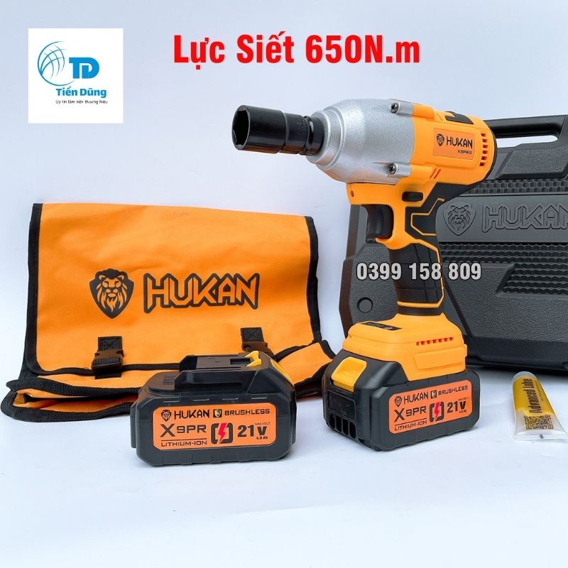 Máy Siết Bulong HUKAN X9 lực siết 650N.m Không Chổi Than Tặng Túi Hukan