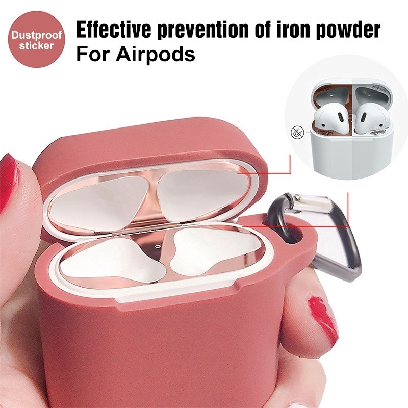 Khung sticker kim loại siêu mỏng bảo vệ chống bụi cho hộp đựng tai nghe Airpod 1