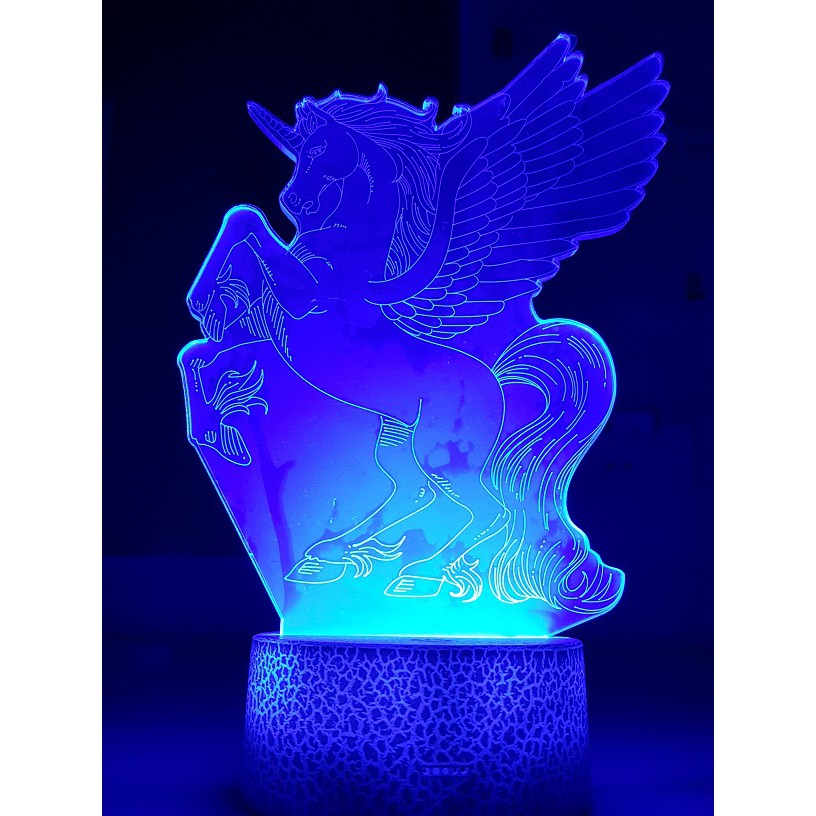 LED 3D cảm ứng 7 màu hình con ngựa