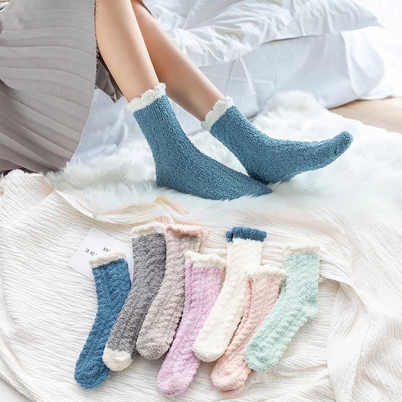 Đôi tất lông cừu mềm mại thời trang mùa đông ấm áp dành cho nữ