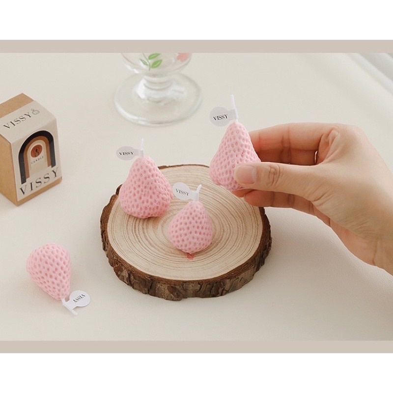 Nến Dâu Tây DECOR siu xinh, Nến Thơm quà tặng