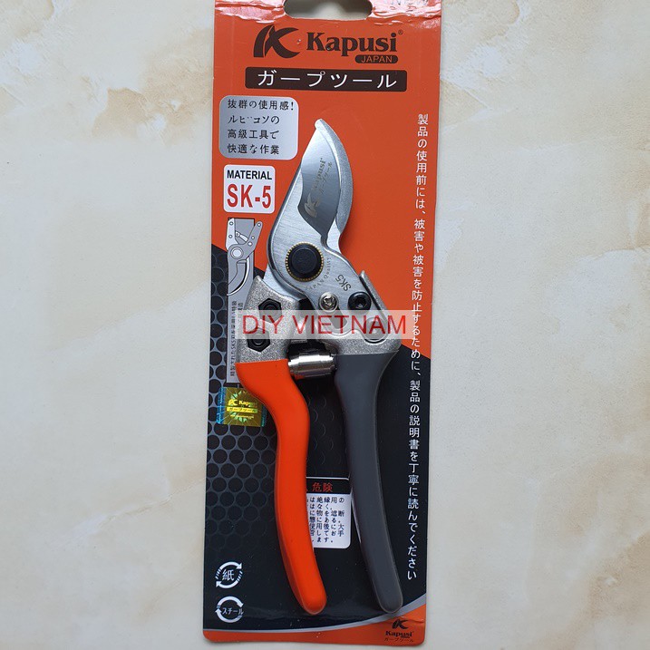 Kéo tỉa cây kiểng hãng Kapusi Nhật Bản cao cấp 8 icnh (20cm), thép SK5, bảo hành 12 tháng