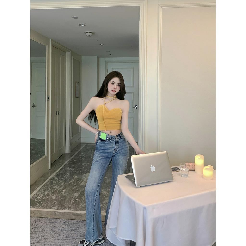 Áo Croptop Trễ Vai Màu Trơn Dáng Ôm Thời Trang Mùa Hè Quyến Rũ Cho Nữ