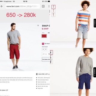 Thanh lý quần short nam Levis Auth