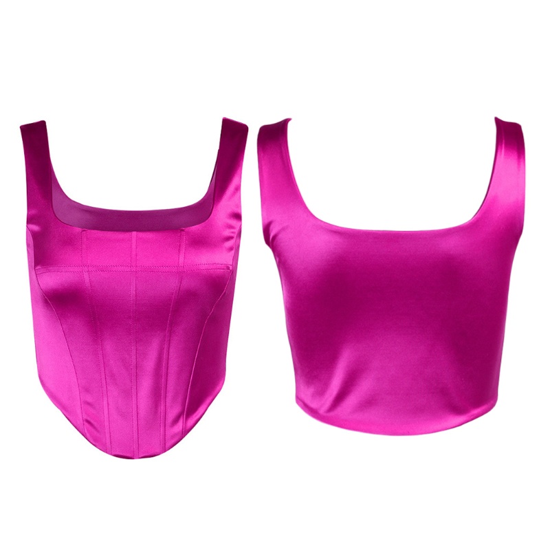 Áo Không Tay Cổ Vuông Hở Lưng Thiết Kế Mỏng Chất Liệu Satin Cao Cấp Thời Trang Dành Cho Mùa Hè