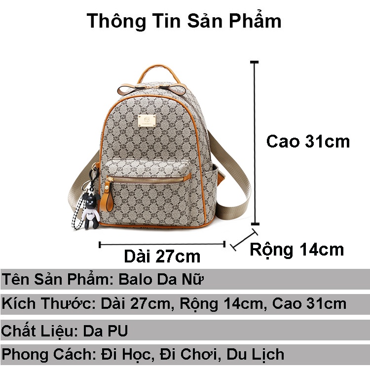 Balo đi học nữ mini đẹp dễ thương RIKY thời trang da pu cao cấp phong cách đi chơi hàn quốc