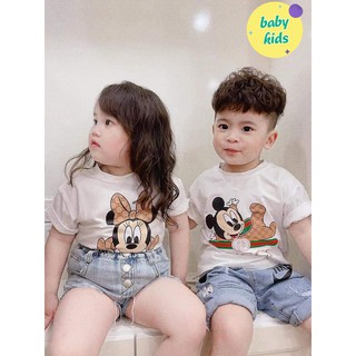Áo thun cặp in hình mickey guccci cho bé trai và bé gái chất đanh mịn