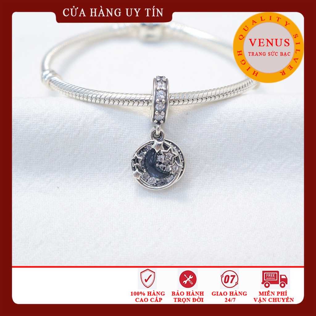 [Charm bạc 925 cao cấp] Charm treo trăng sao in nổi- Mã sản phẩm VENUSTTS