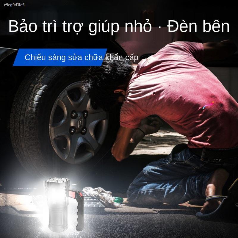 【2021】Đèn pin lõi tứ trường ánh sáng mạnh siêu di động lớn có thể sạc lại đa chức năng tự vệ tầm xa led nhỏ