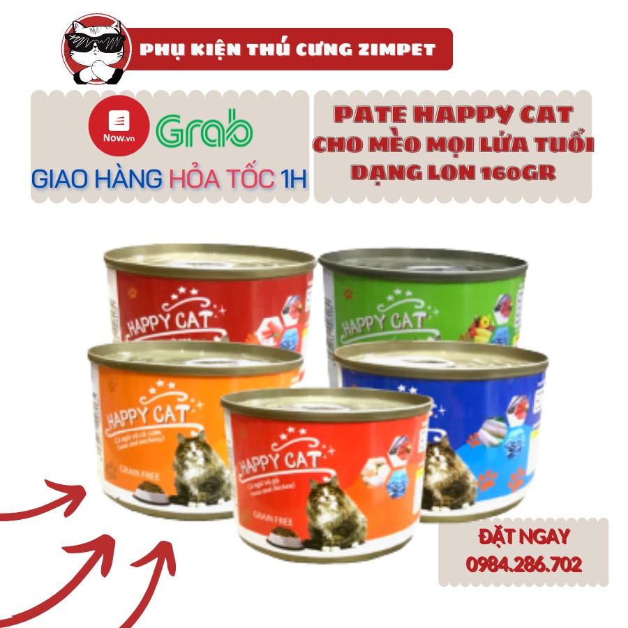 Pate cho mèo Happy Cat dạng lon 160gr - Pate bổ dưỡng cho mèo Happy Cat - Zimpet