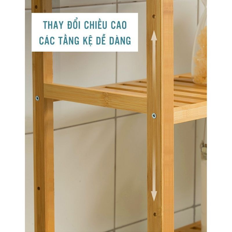 Kệ Để Giày Dép Cao Cấp Phong Cách Bắc Âu, Gỗ Tre Lắp Ráp, Tiết Kiệm Diện Tích