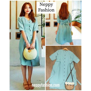 Váy Đầm Maxi mint nút trước cột nơ v2 Neppy Fashion