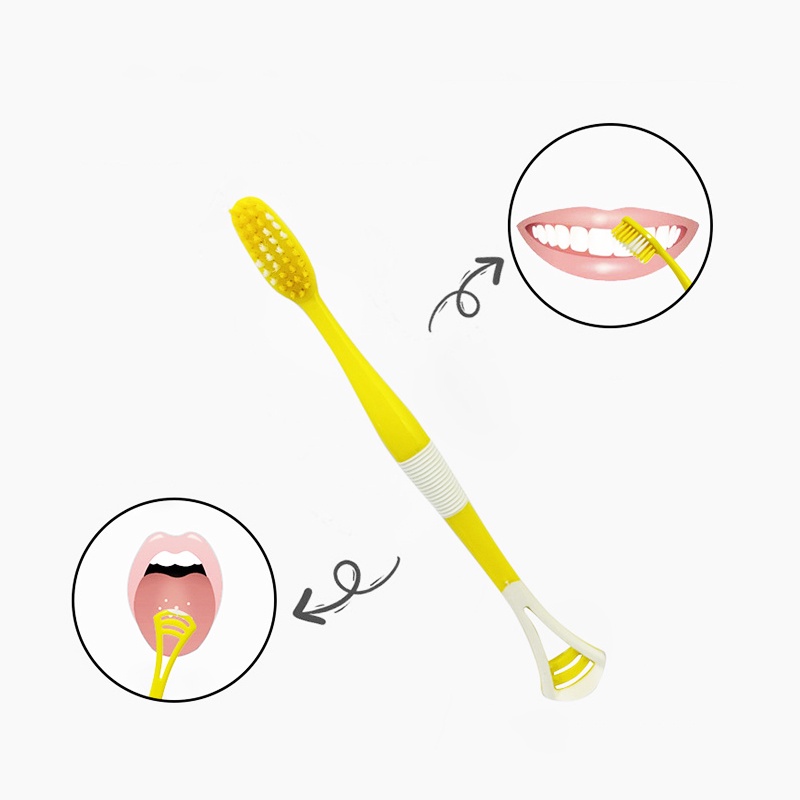 Bàn chải đánh răng lông mềm - Bàn chải đánh răng kiêm cạo lưỡi 2 trong 1 (BC2D)