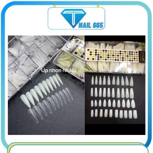 Móng up tay nail fom nhọn , Móng úp HSM nhọn chuẩn loại sịn hôp 500 móng dẻo
