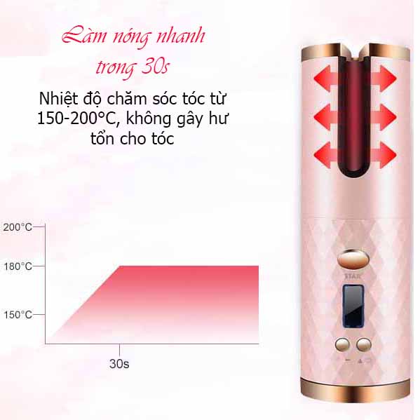 Máy uốn tóc - Máy uốn xoăn - Máy tạo kiểu tóc tự động Uốn tóc gợn sóng Tạo kiểu đa dạng Giữ kiểu lâu Không gây bỏng