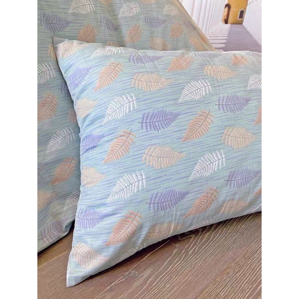 Set chăn ga gối cotton living- mẫu lông công sắc màu
