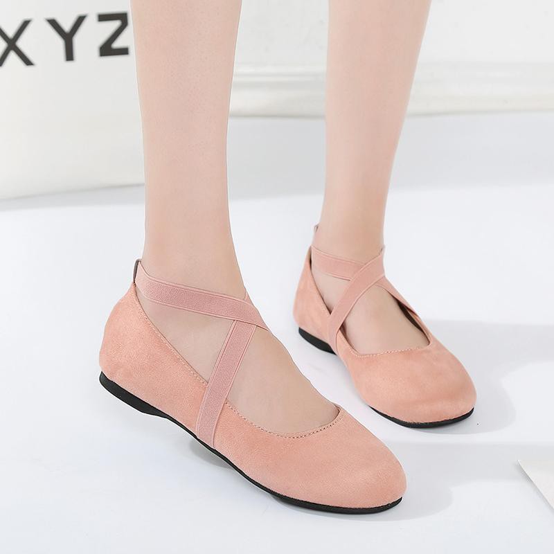 Giày búp bê bệt nhung chéo cổ chân | BigBuy360 - bigbuy360.vn