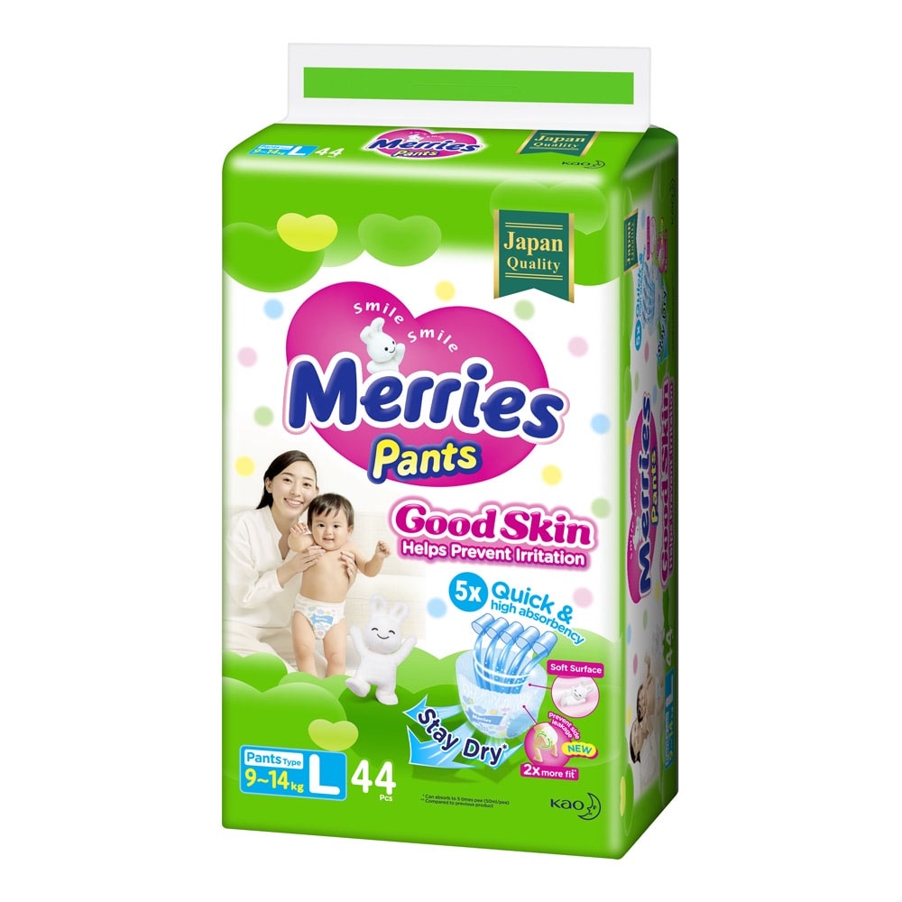 Tã Quần Merries GoodSkin Cỡ L Cho Trẻ Từ 9-14kg 44 Miếng
