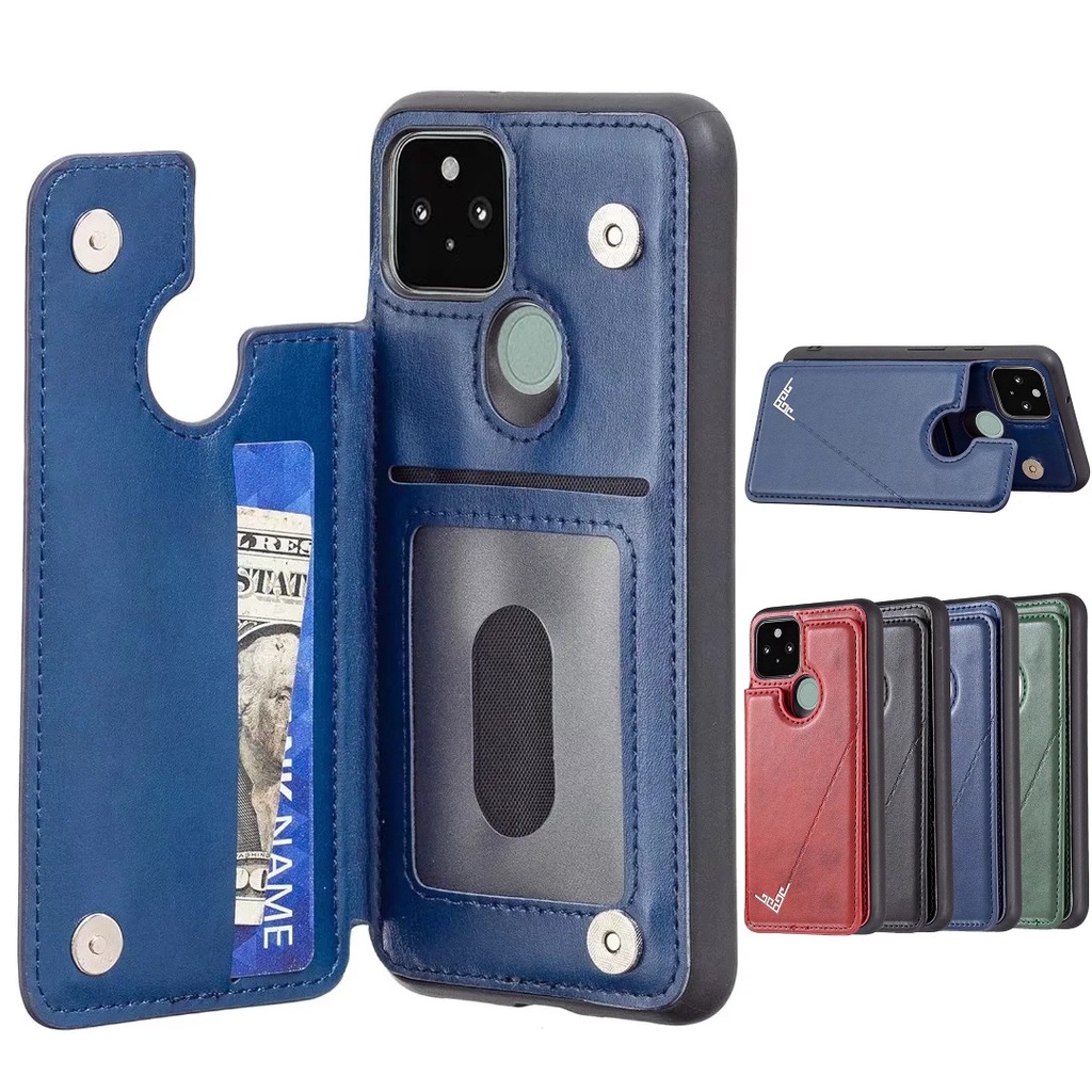 Ốp Điện Thoại Da Kèm Ngăn Đựng Thẻ Khóa Từ Tính Chống Sốc Cho Google Pixel 4A 5A Pixel 5 6 Pro