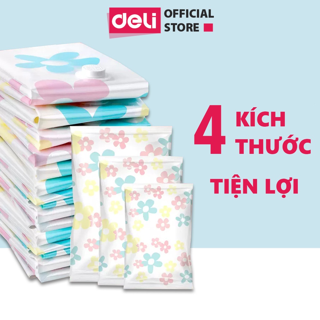 [Có thể dùng tay nén khí] Túi hút chân không Deli - Loại dày cao cấp, bảo vệ quần áo khỏi ẩm, nấm mốc, chống nước VS480