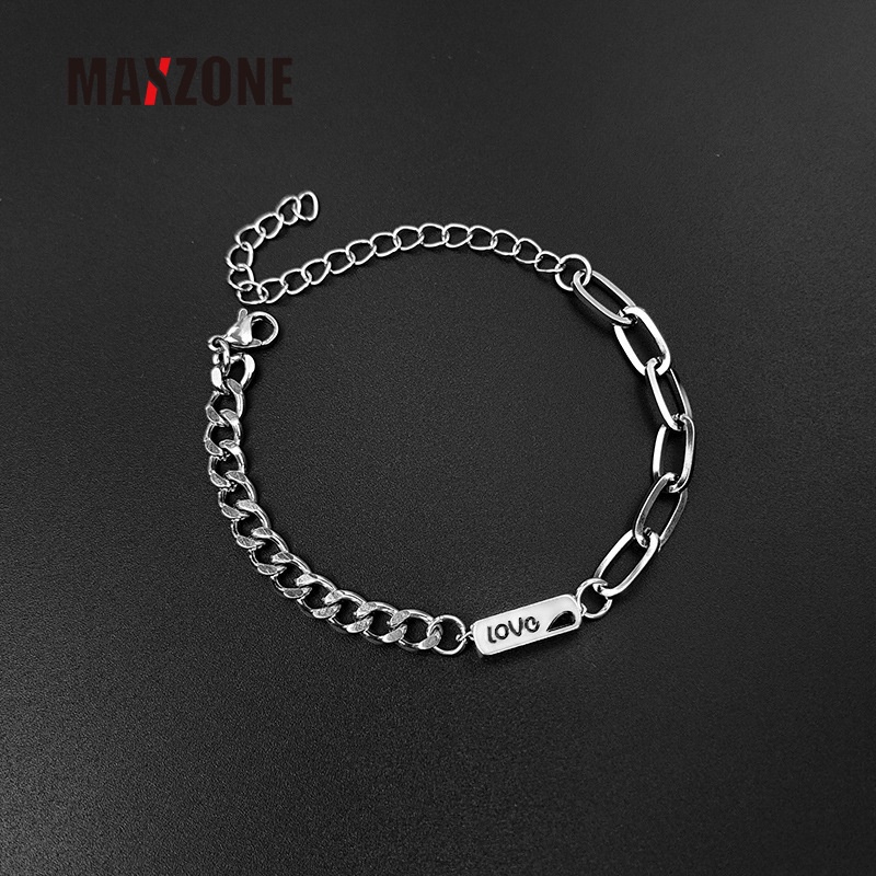 Bộ 2 Vòng Tay Thép Không Gỉ Hình Mặt Trăng/Mặt Trời Cho Cặp Đôi