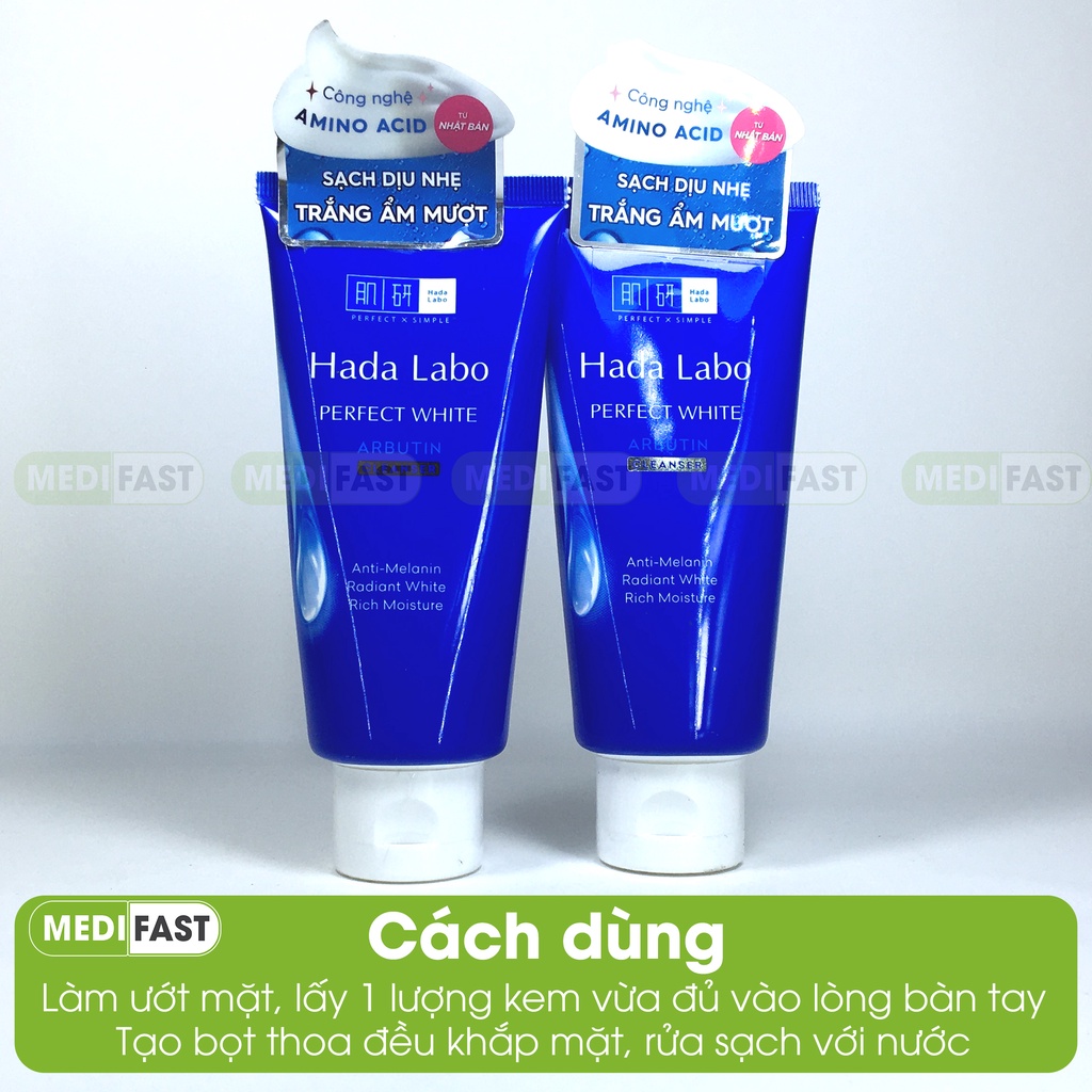 Sữa rửa mặt dưỡng trắng da HadaLabo tuýp 80g - Kem rửa mặt Dưỡng da trắng mịn, ẩm mượt - Sạch sâu, dịu nhẹ