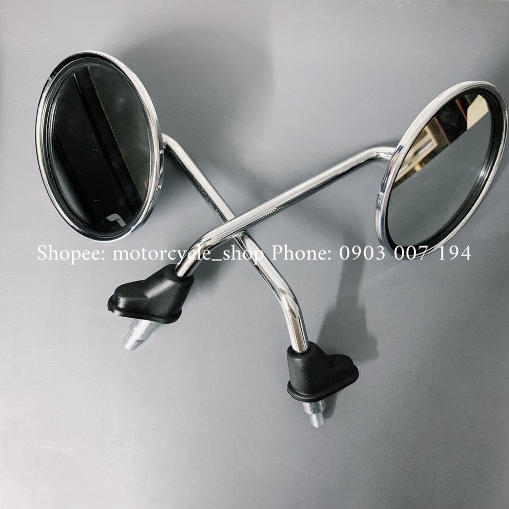 kính/ gương chiếu hậu SH MODE kiểu tròn Inox cứng cáp, sáng bóng - Gắn được nhiều dòng xe (giá 1 cặp)