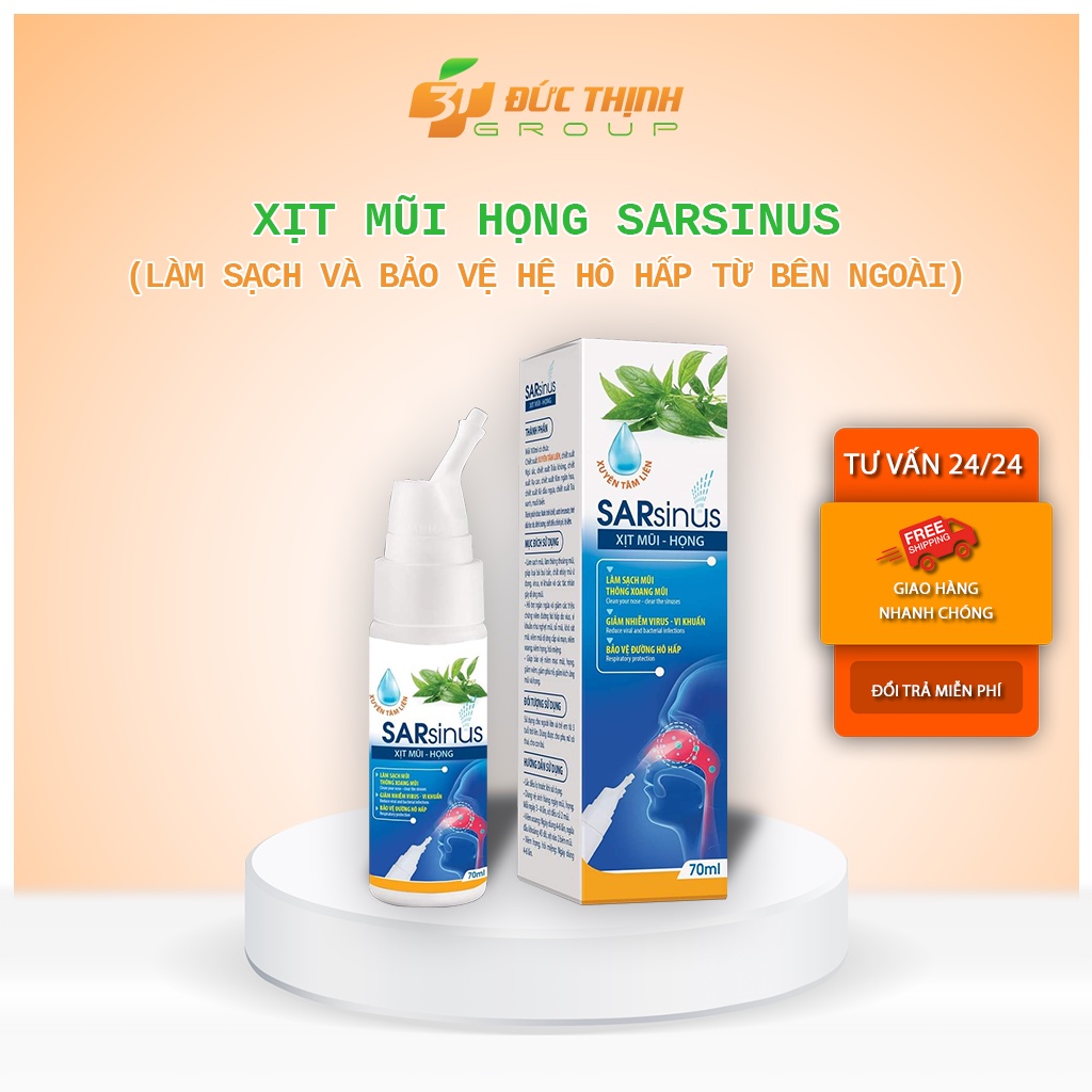 Xịt mũi Xuyên Tâm Liên, xịt mũi họng bảo vệ đường hô hấp Sarsinus