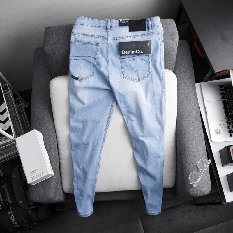 Quần jean nam màu xanh ống ôm vừa VNXK slimfit 3 màu | BigBuy360 - bigbuy360.vn