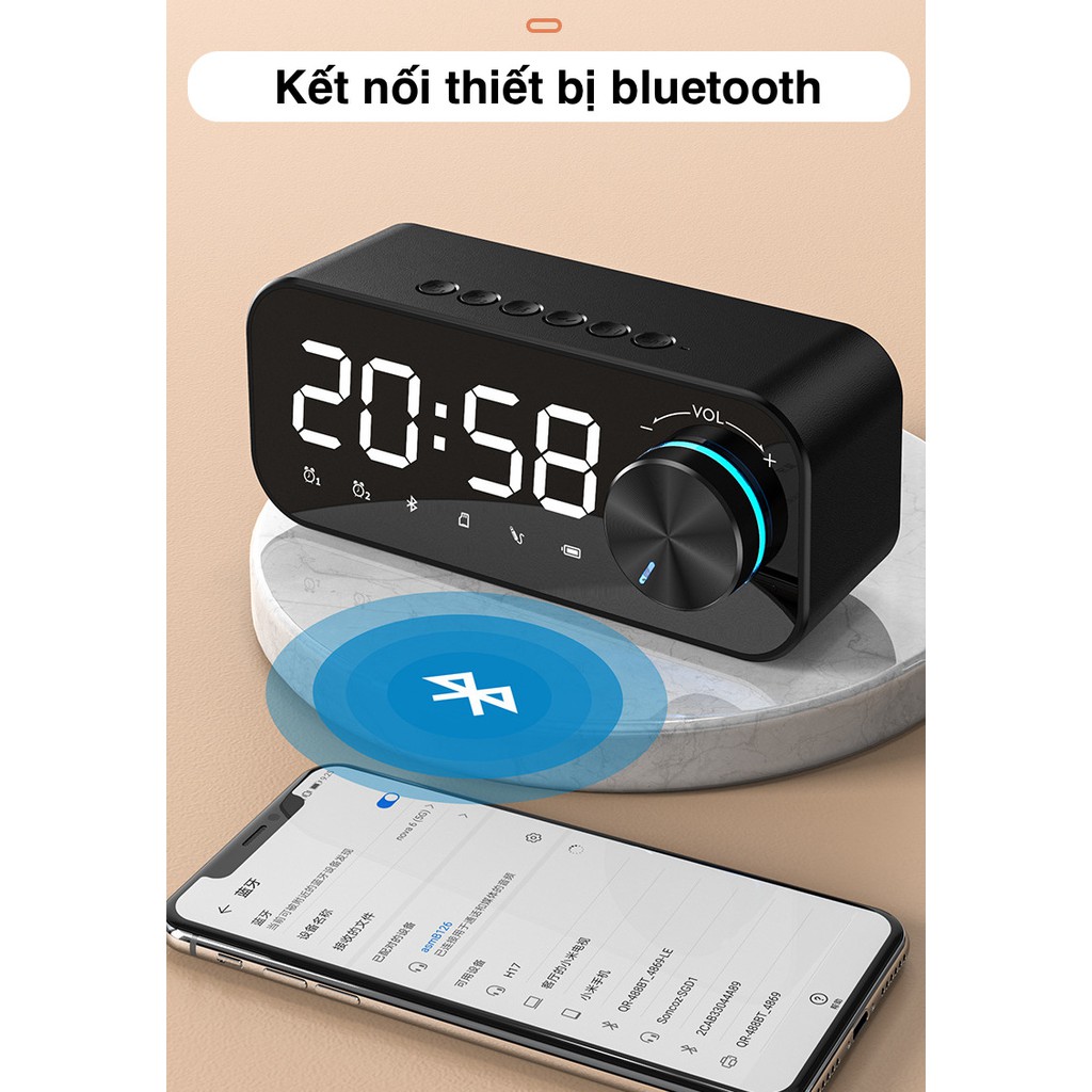 [FREESHIP] Loa bluetooth đèn led - đồng hồ báo thức mẫu đẹp B126