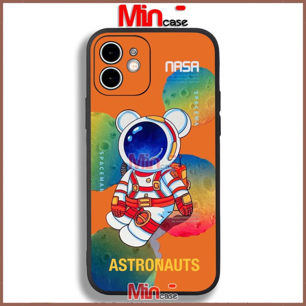 Ốp lưng iPhone phi hành gia cạnh viền vuông silicon mềm dẻo cho iphone 6/6s/7/8/X/XS/XR/11/12/13 Pro Plus Max cute