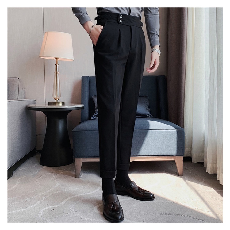 Quần âu Sidetab baggy nam cạp cao Premium, Quần vải Tuyết mưa, thoáng mát, không bai, không nhàu, dễ mặc đi làm, đi học