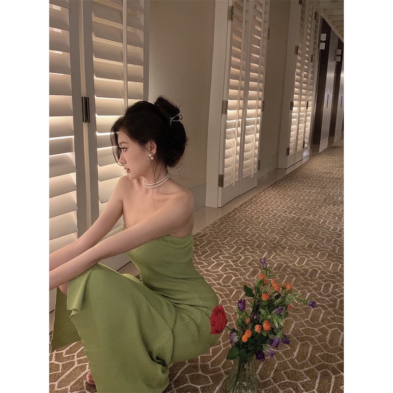 Đầm đuôi cá QKOOLE ôm dáng không dây gợi cảm thời trang Hàn Quốc cho nữ