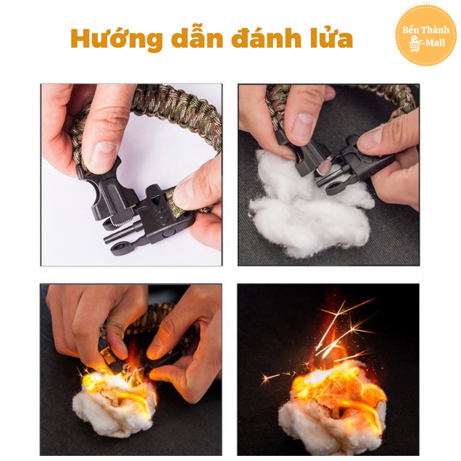 Vòng tay sinh tồn đa chức năng [La bàn- Lưỡi dao - Còi kêu cứu - Đánh lửa]