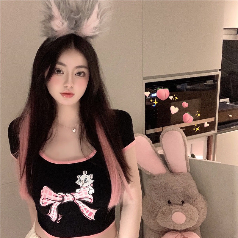 Áo croptop nữ Áo Thun NgắN Tay DáNg Ôm In HọA TiếT JL-TX-339