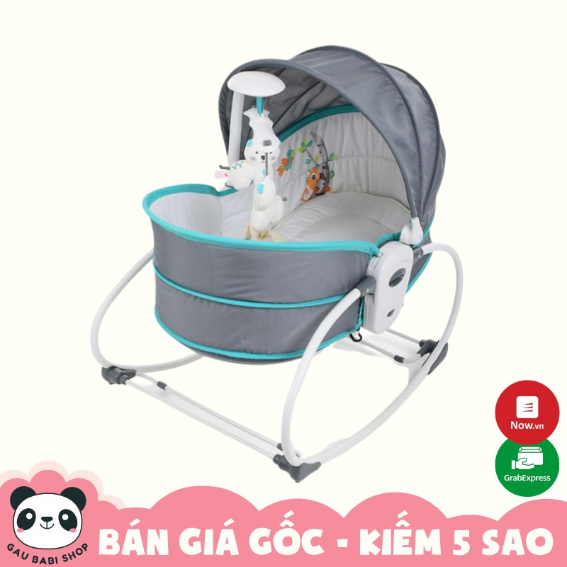 FREE SHIP !!! Nôi rung 5 trong 1 SG6037 màu ghi xanh - KÈM MÀN CHỐNG MUỖI