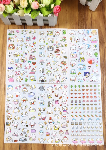 Bộ sticker 6 tấm cún con dễ thương