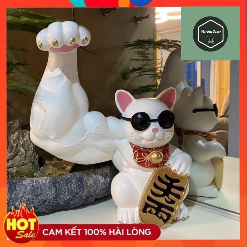 Mèo thần tài [ TẶNG MÓC KHÓA ] mèo thần tài cơ bắp lực sĩ cục súc tay đô tay lớn phát tài phát lộc thịnh vượng | BigBuy360 - bigbuy360.vn