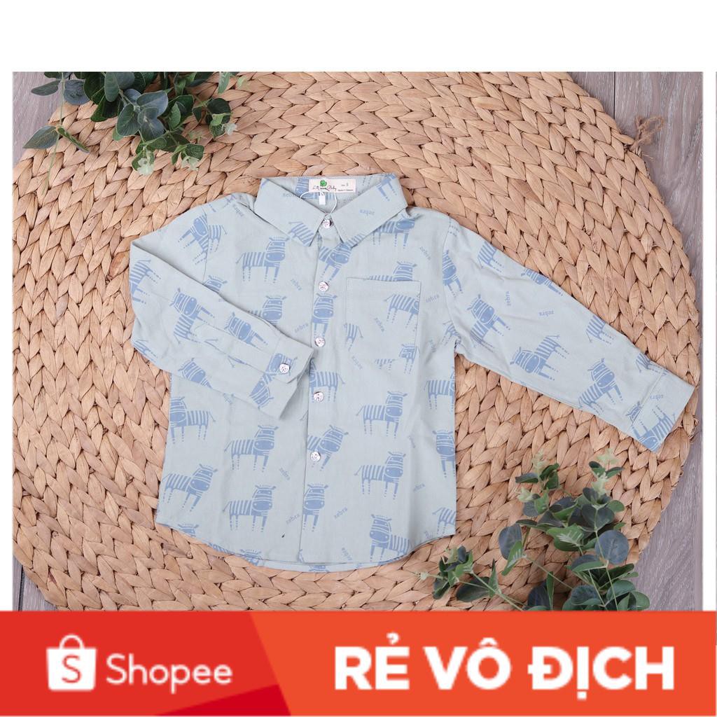 Sơ mi thô đũi dài tay  in hình họa tiết bé trai size 1-5T, cho bạn từ 10-20kg. Chất thô đũi đẹp, không nhăn