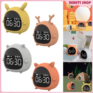 Cute LED Digital Alarm Clock with Snooze & Timer, Easy to Set, LED Display, 2 Alarm Sounds, USB Charger, Bedside Clock for Bedrooms, Study Room , Desk