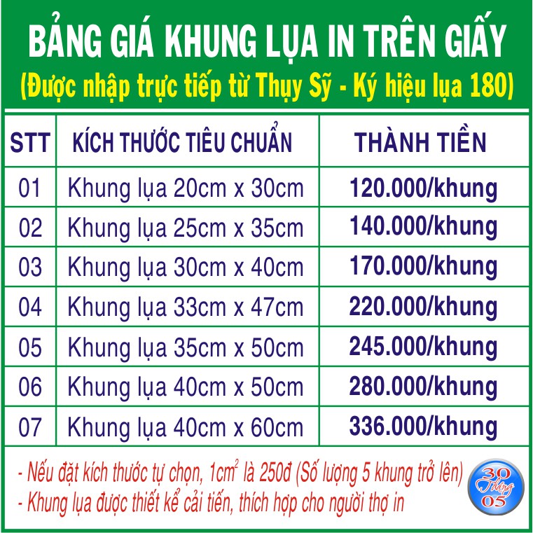 KHUNG LỤA IN TRÊN GIẤY