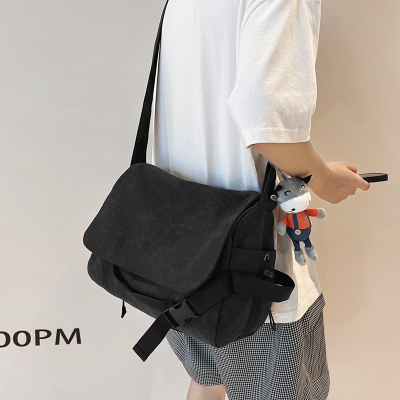 Túi Đeo Vai Vải Canvas Kiểu Hàn Quốc Cỡ Lớn Thời Trang Cho Nam