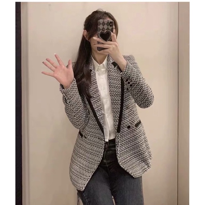 ÁO TWEED SỌC PHA ĐEN ZARA AUTHENTIC TUỒN STORE